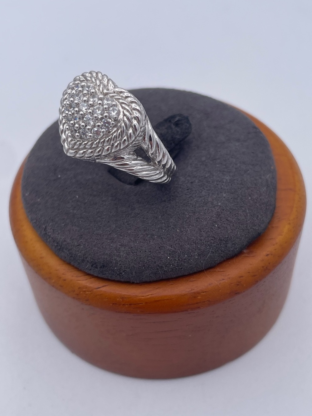 Judith Ripka Sterling Silver 925 CZ Pave Heart Ring Thailand QVC Era Size 7 - Picture 9 of 10